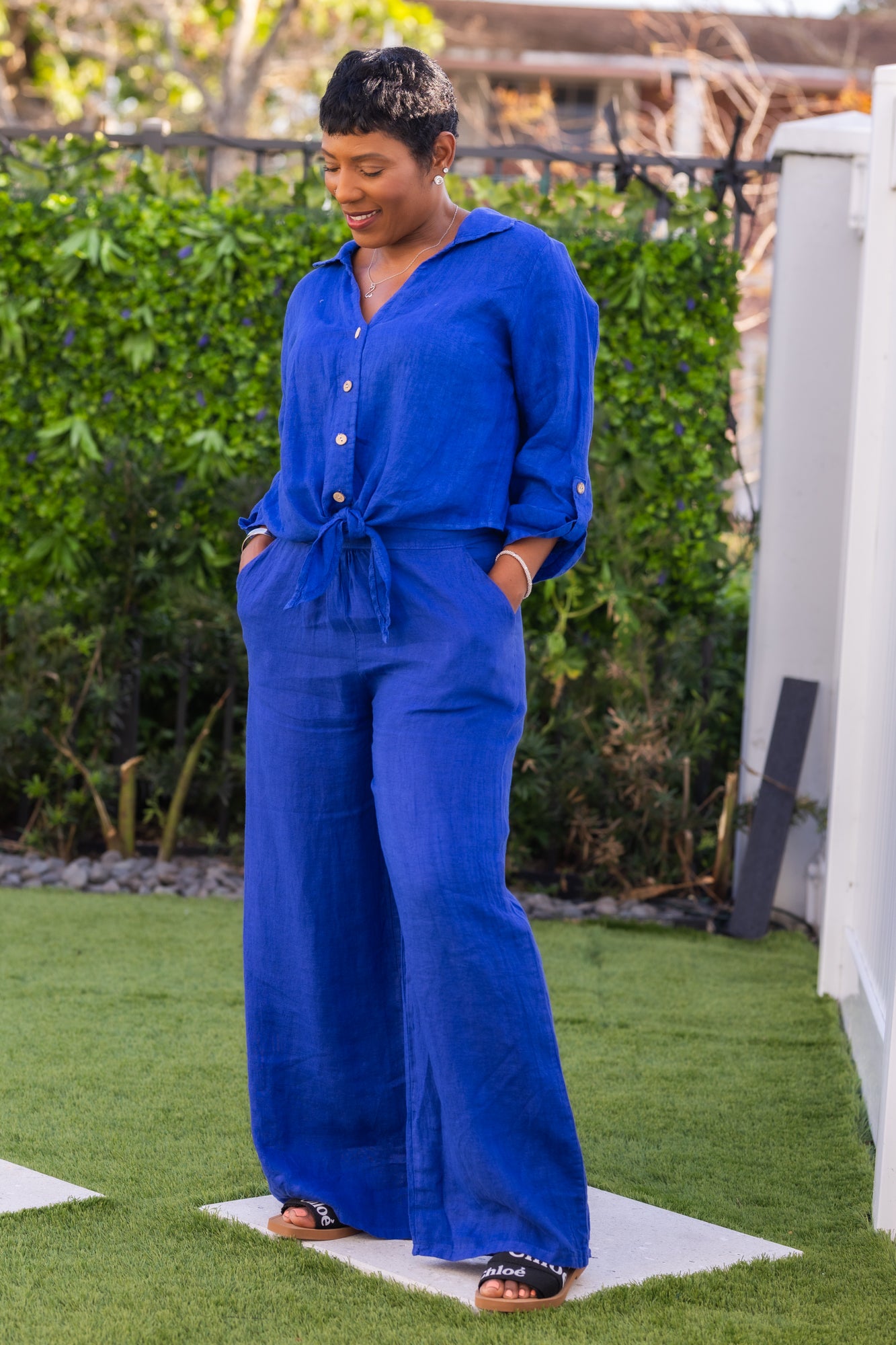 Blue linen set