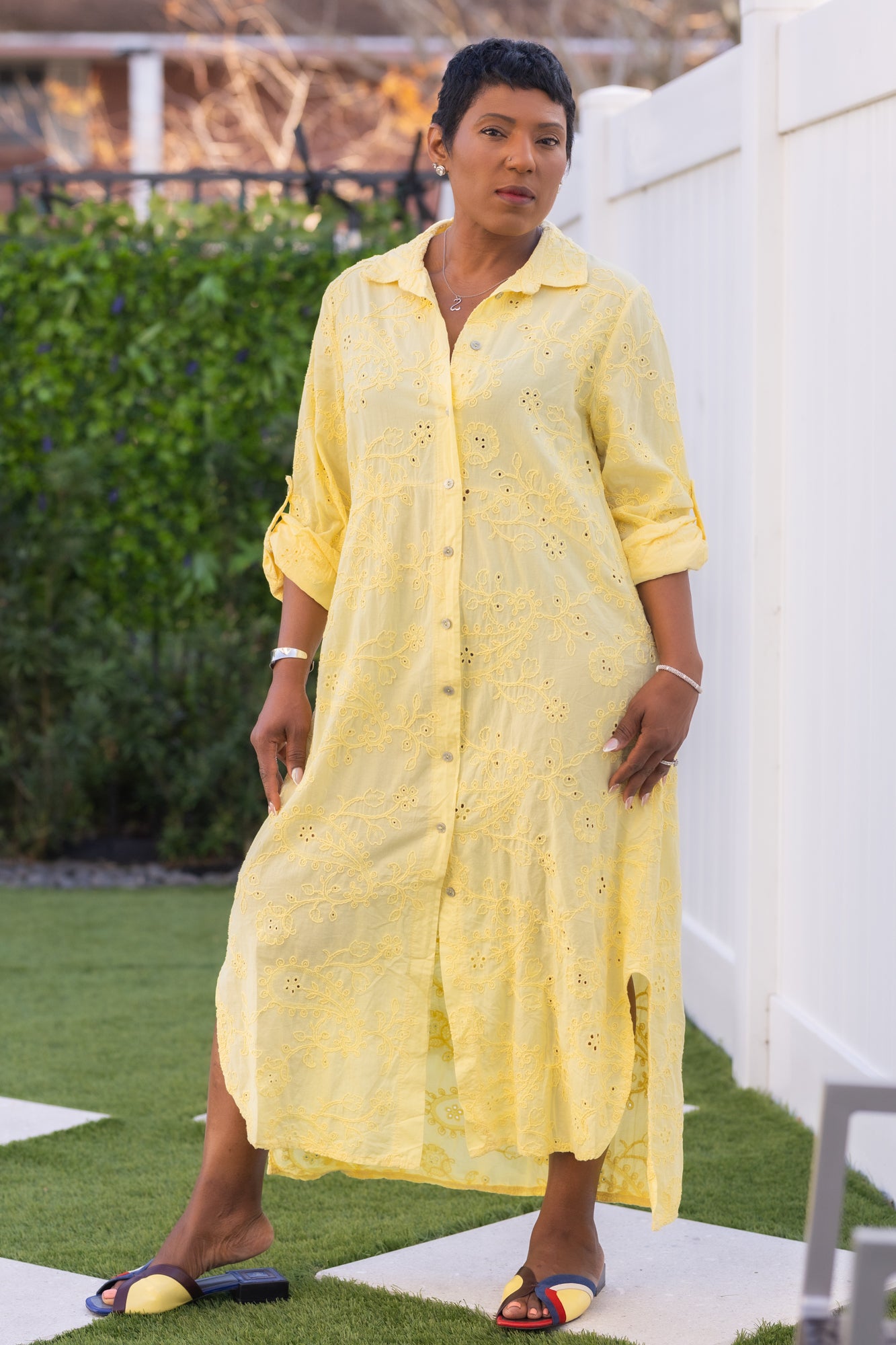 Yellow cotton long dress