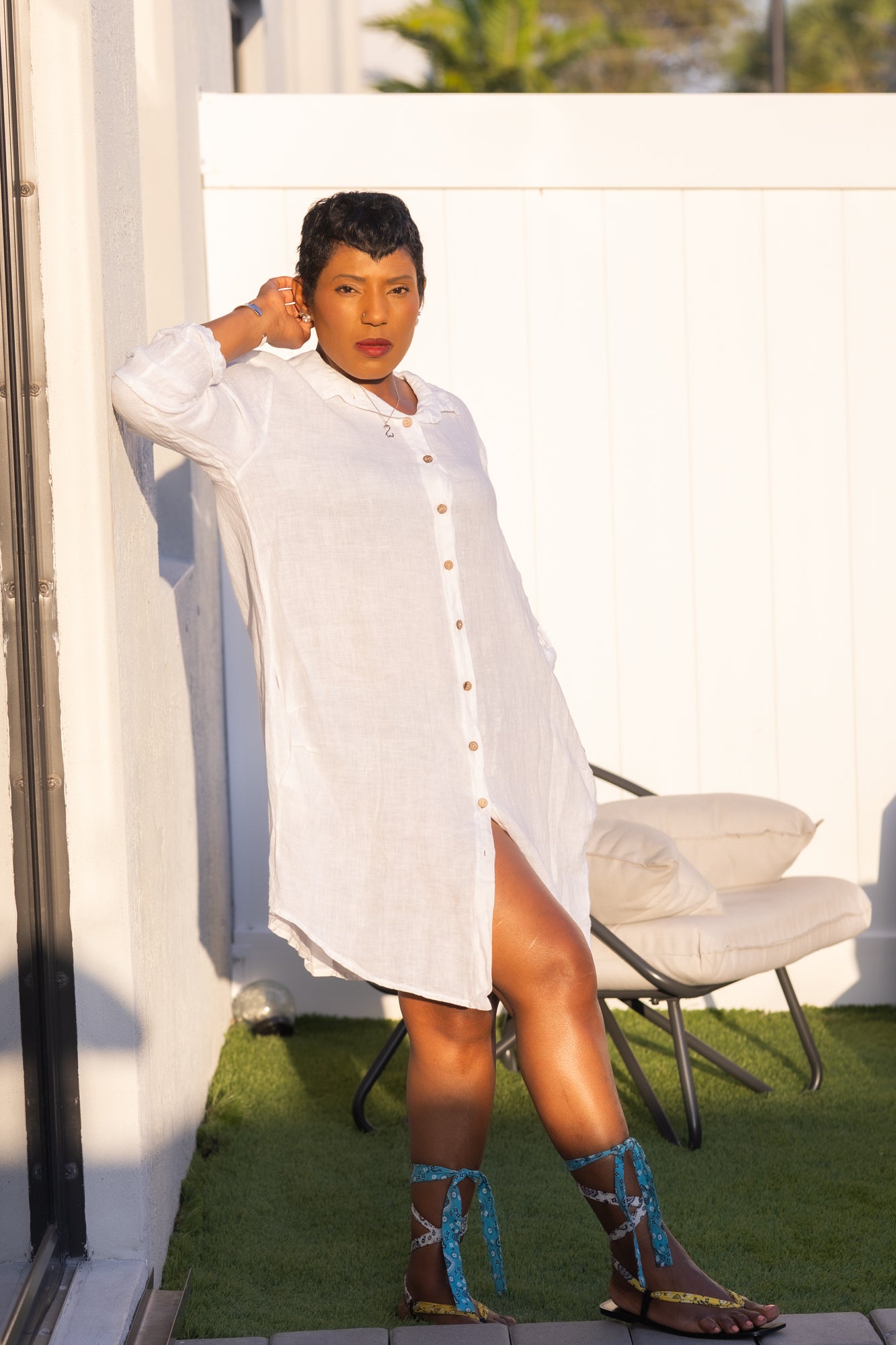 White linen dress semi-long