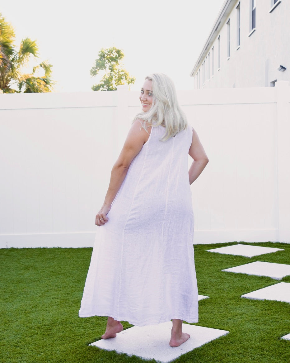 White Long Linen Dress