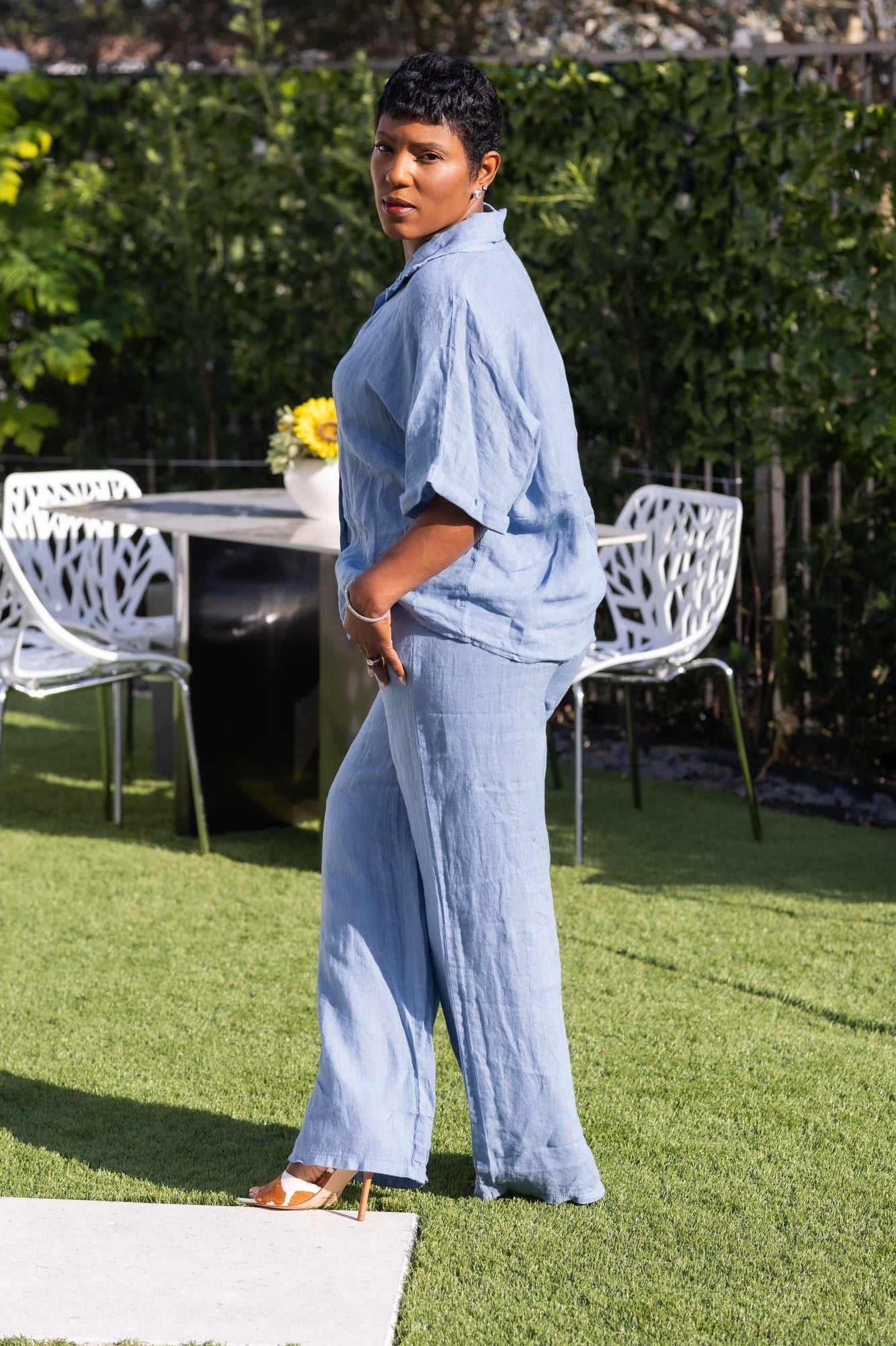 Blue linen set