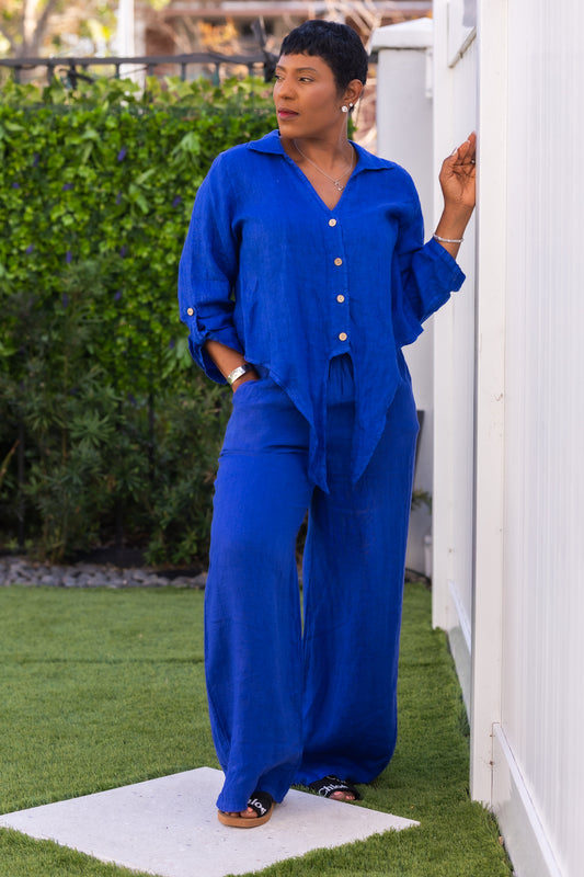 Blue linen set