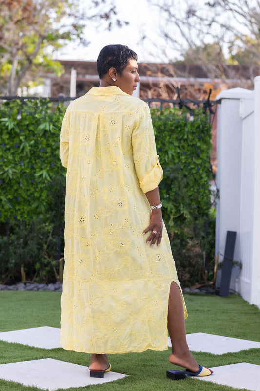 Yellow cotton long dress