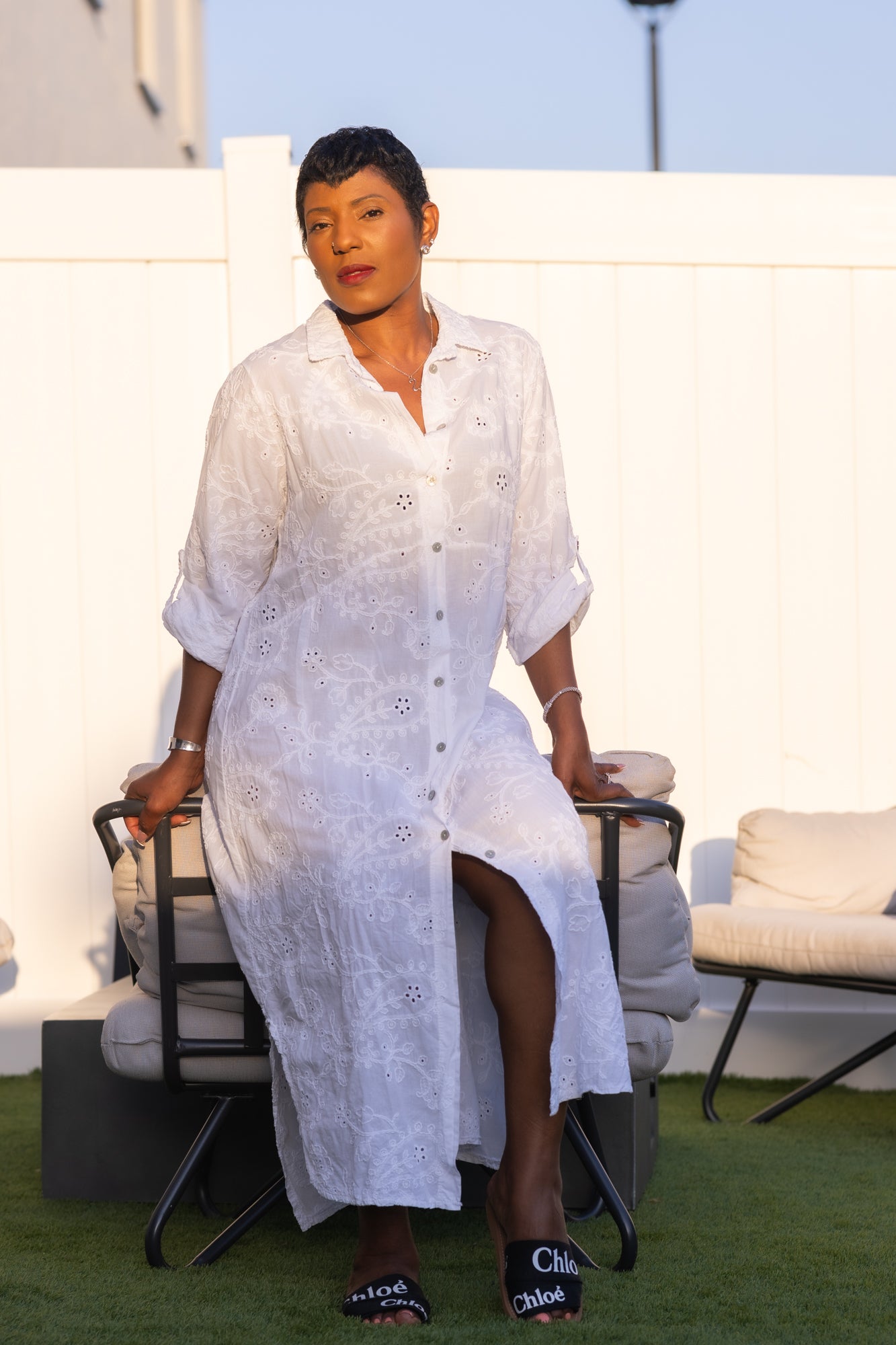 White Cotton Long Dress