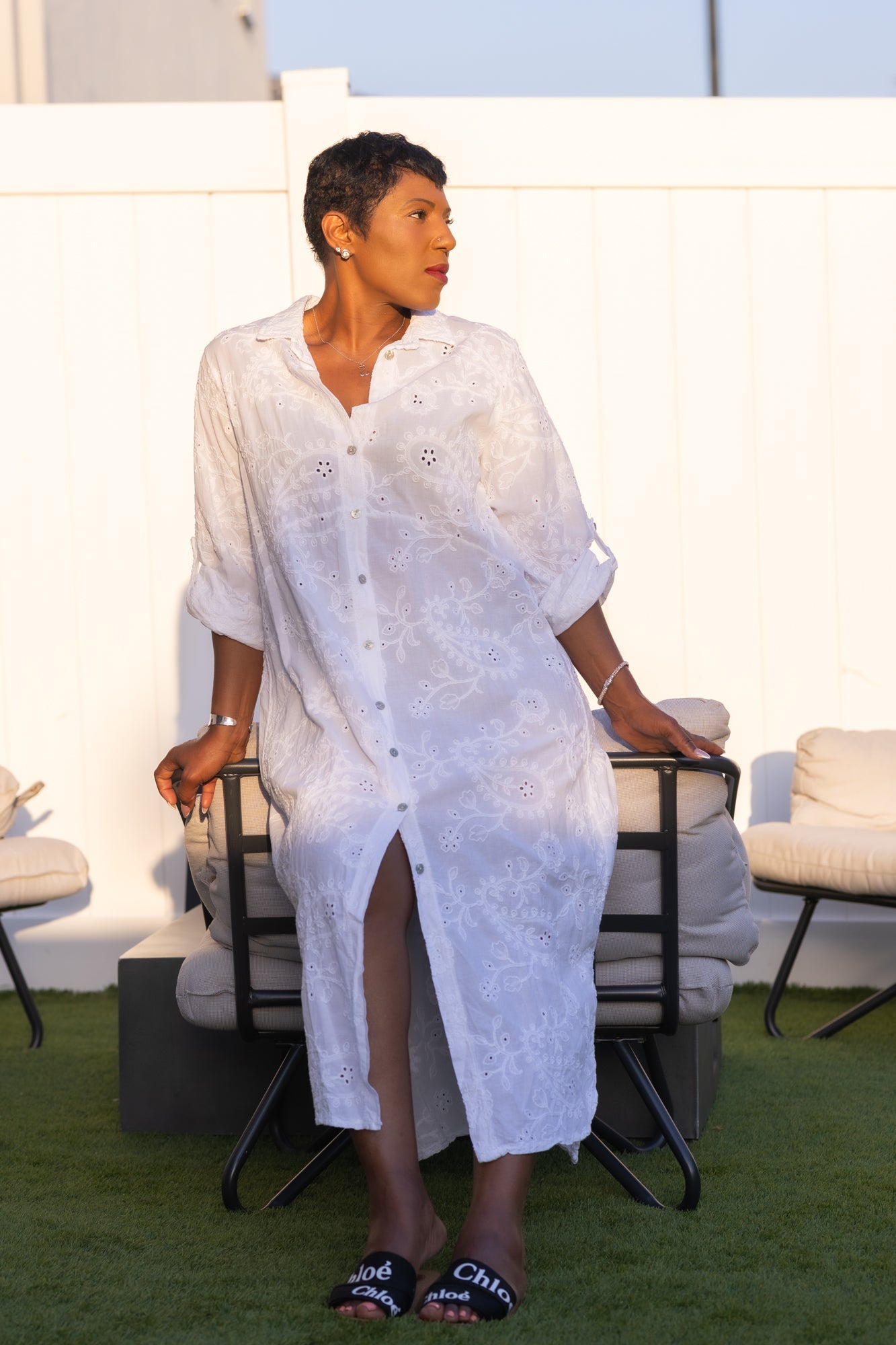 White Cotton Long Dress