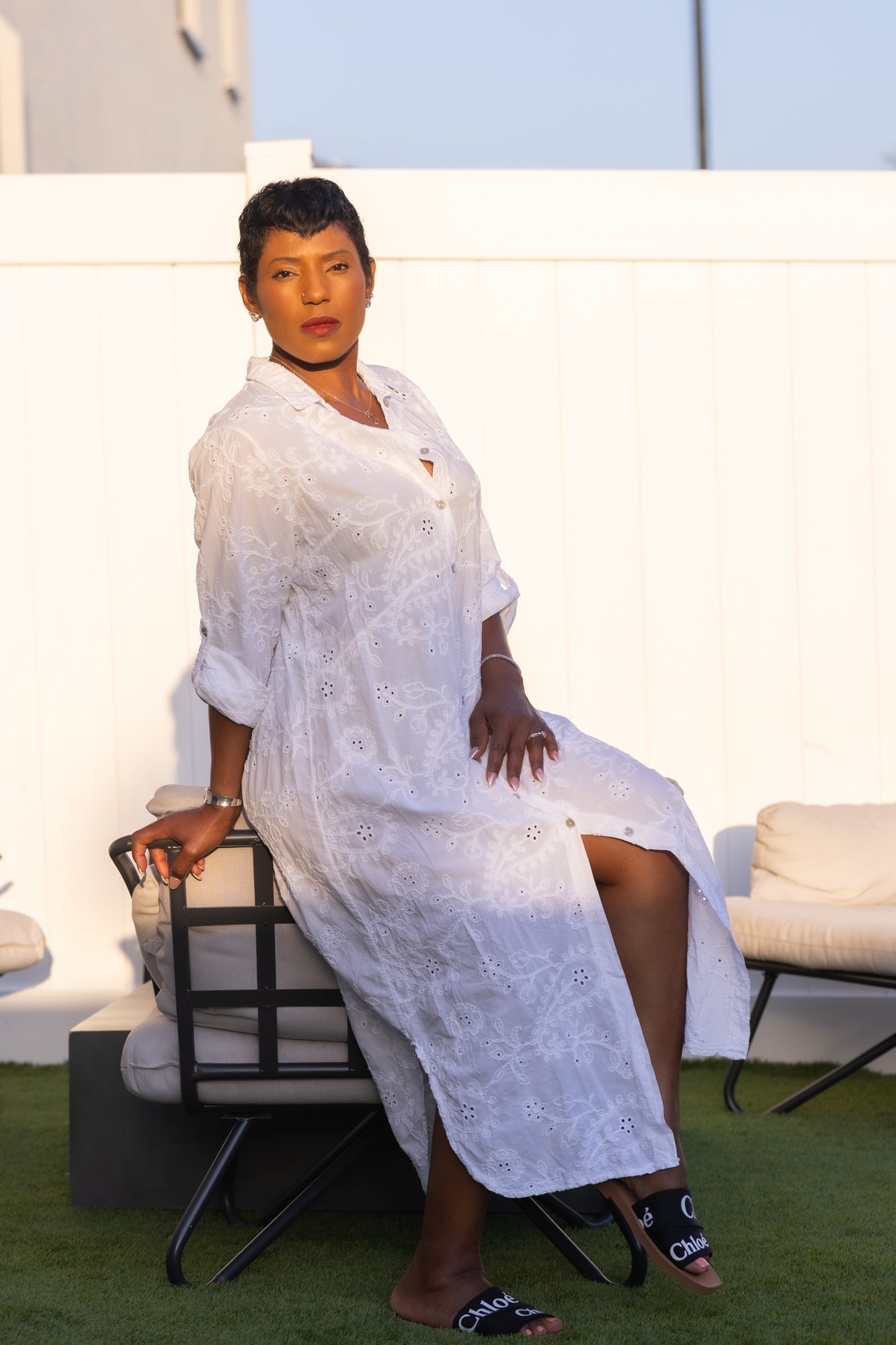 White Cotton Long Dress