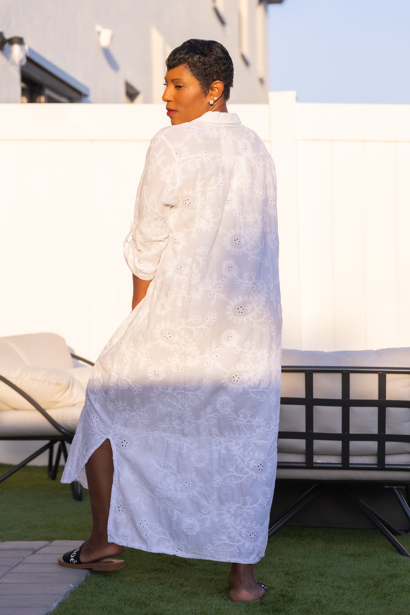 White Cotton Long Dress