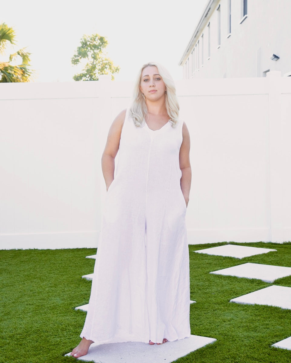 White Linen Jumpsuit