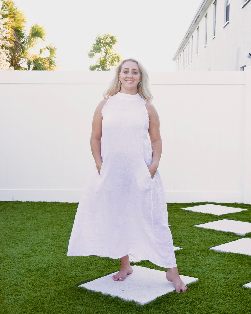 White Long Linen Dress