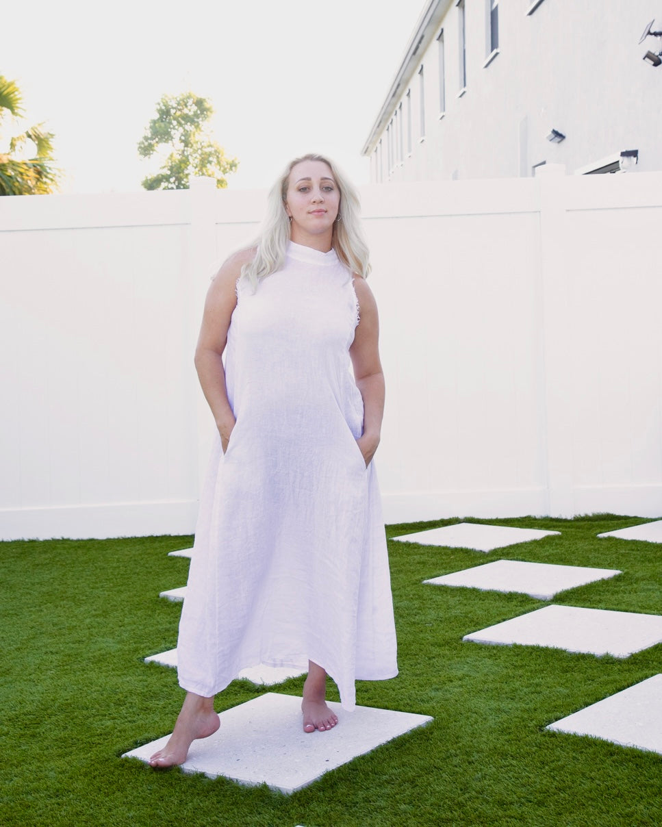 White Long Linen Dress
