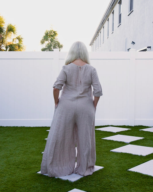 Beige Linen Jumpsuit